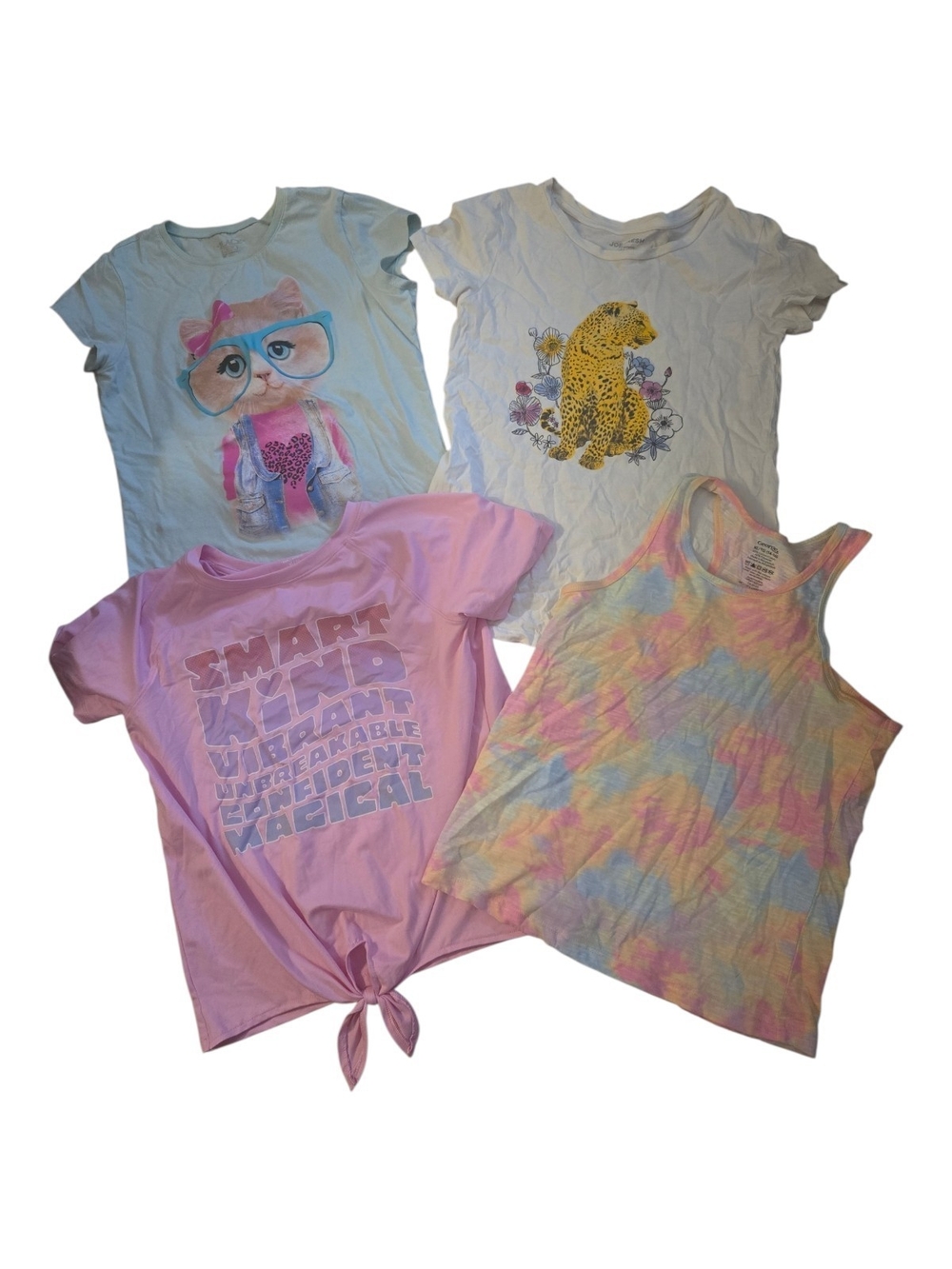 Girls' Pastel Tie-Dye & Graphic Tee Pack - Pink, White, Pastel Size 14